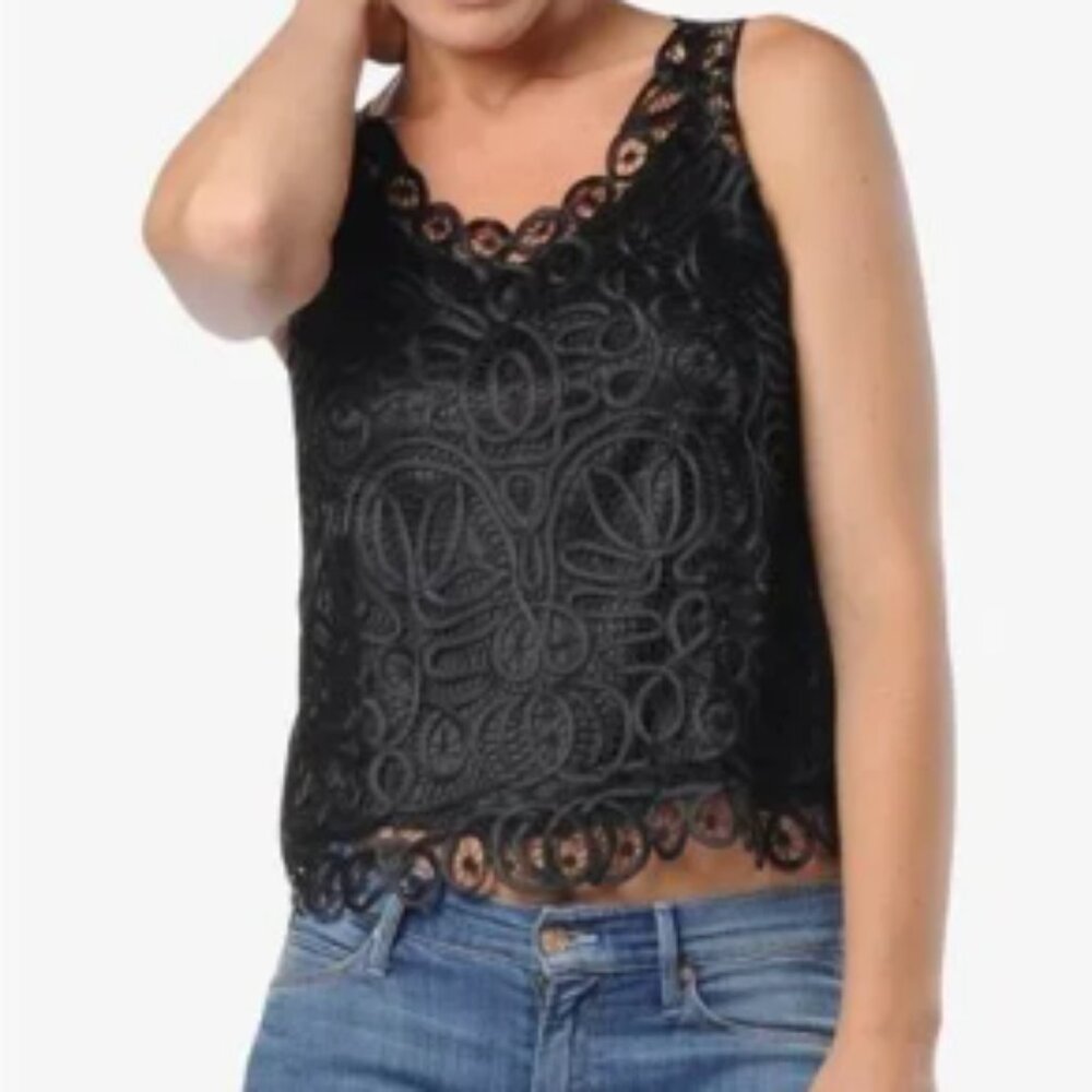 Soulmates Black Elegant Handcrafted Silk Lace Evening Tank – Size‎ S - Picture 2 of 7